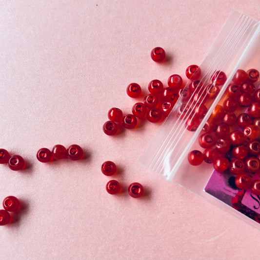 100 pcs 4mm Glass Red Pearl Beads