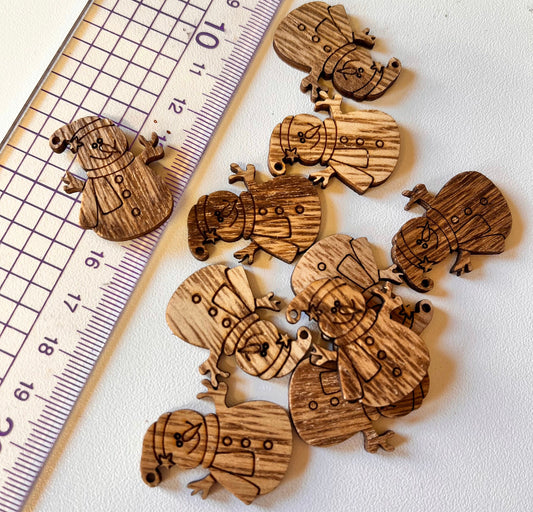 10 pcs Snowman wooden pieces embellishments