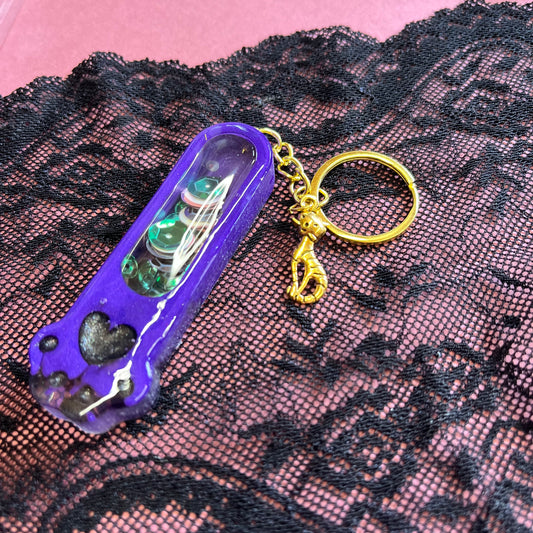 Purple Paw Shaker Keyring