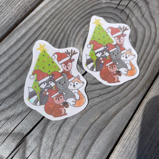 2 pc Christmas Critters Holographic Stickers