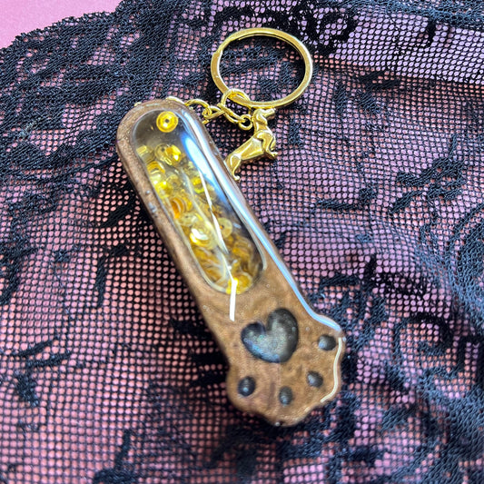 Brown dachshund Paw Shaker Keyring