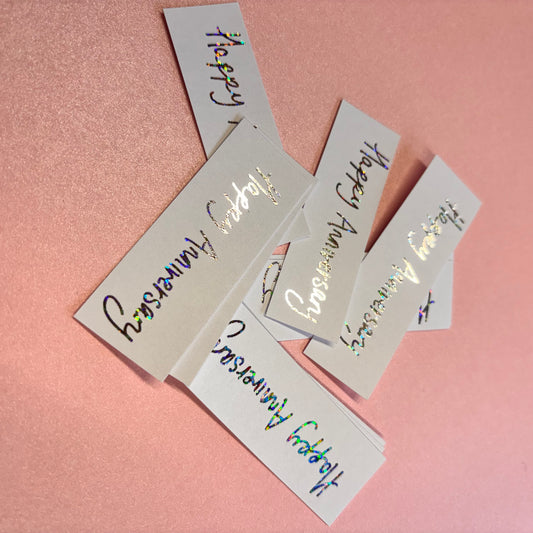 10pcs Silver Holographic Foiled With Happy Anniversary Word Pack