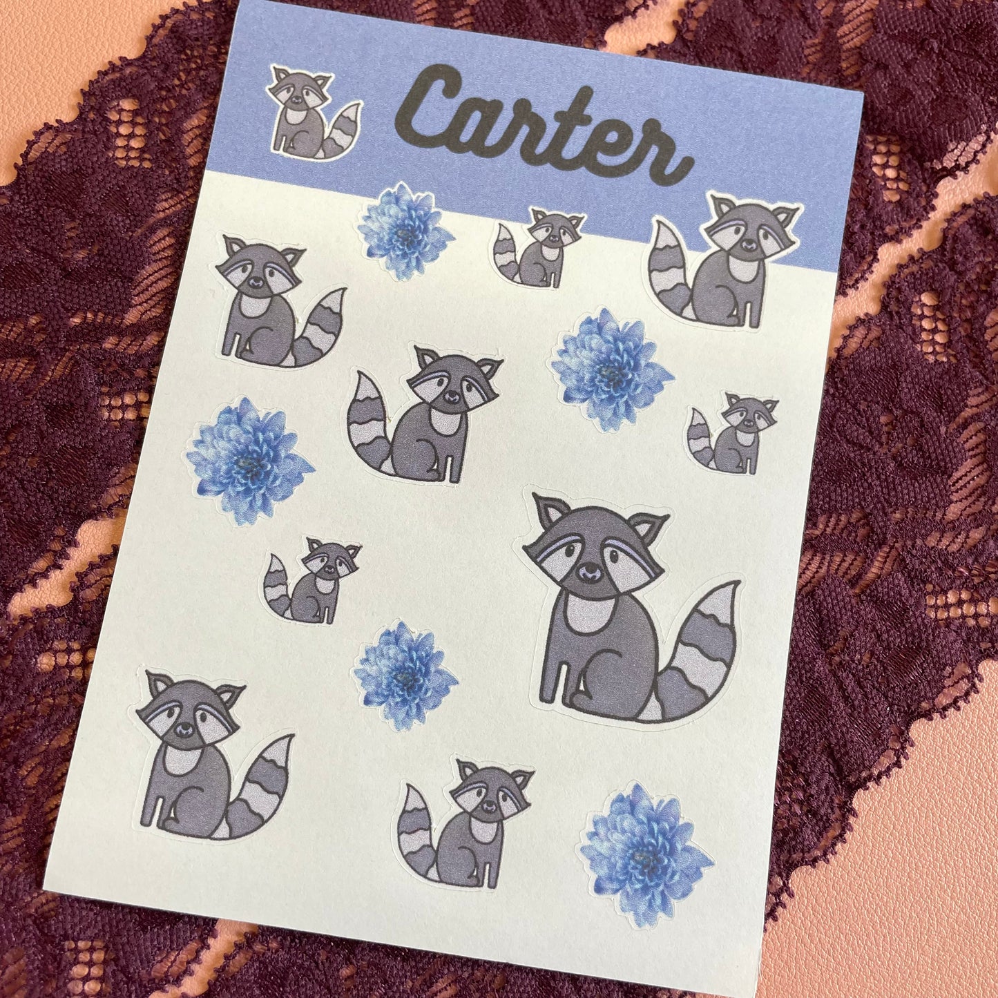 Carter Raccoon Sticker Sheet