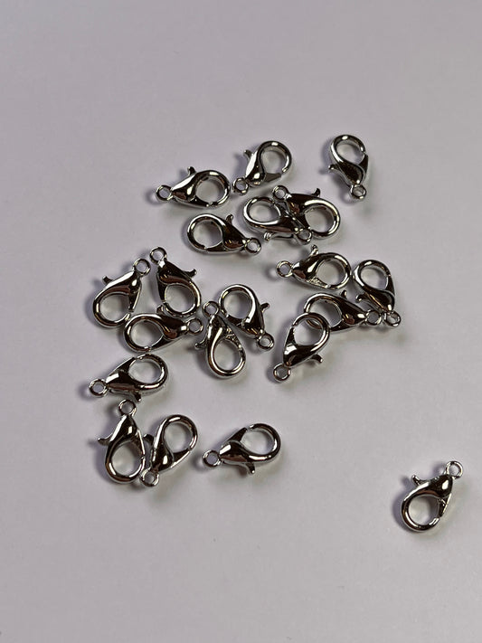 20 pcs Antique Silver Plated 10mm Lobster Claw Clasps