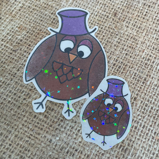 2 pcs Owl Holographic die cut stickers