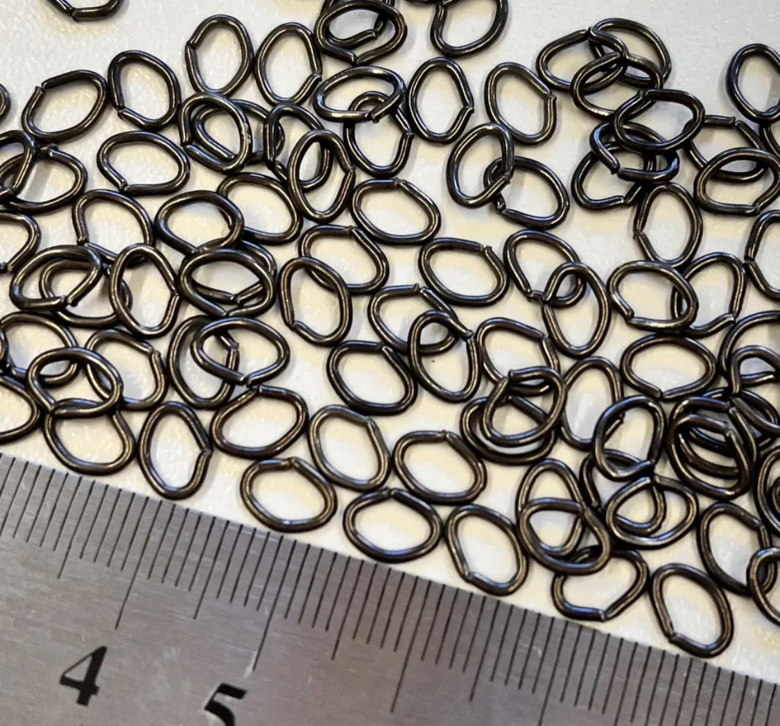 100 pcs Black Plated 6mm Oval Jumprings