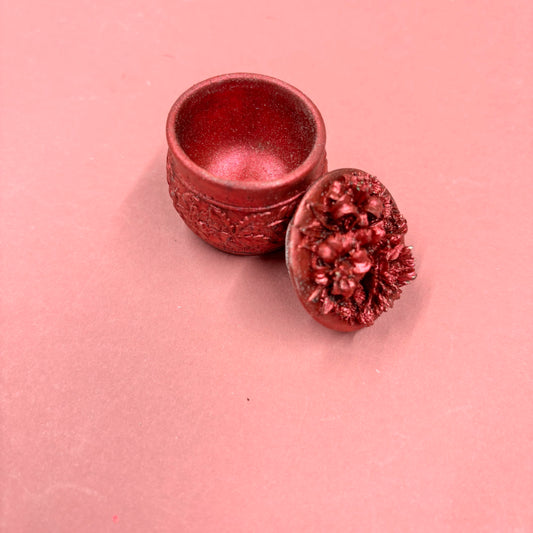 Red Mini Floral Pill Lidded Pot