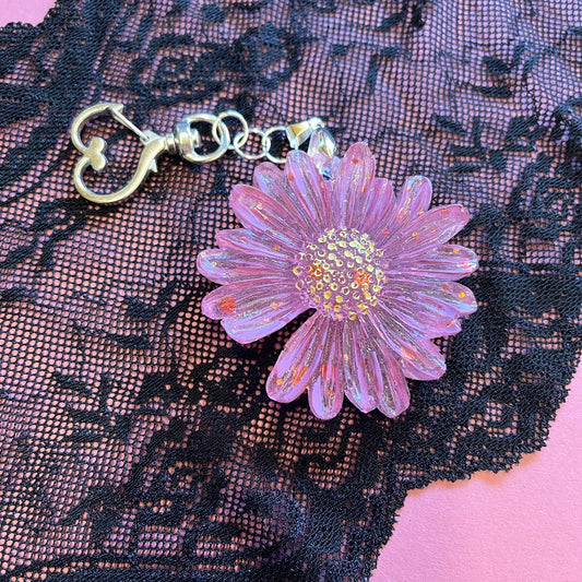 Large Pink Flower Keyring