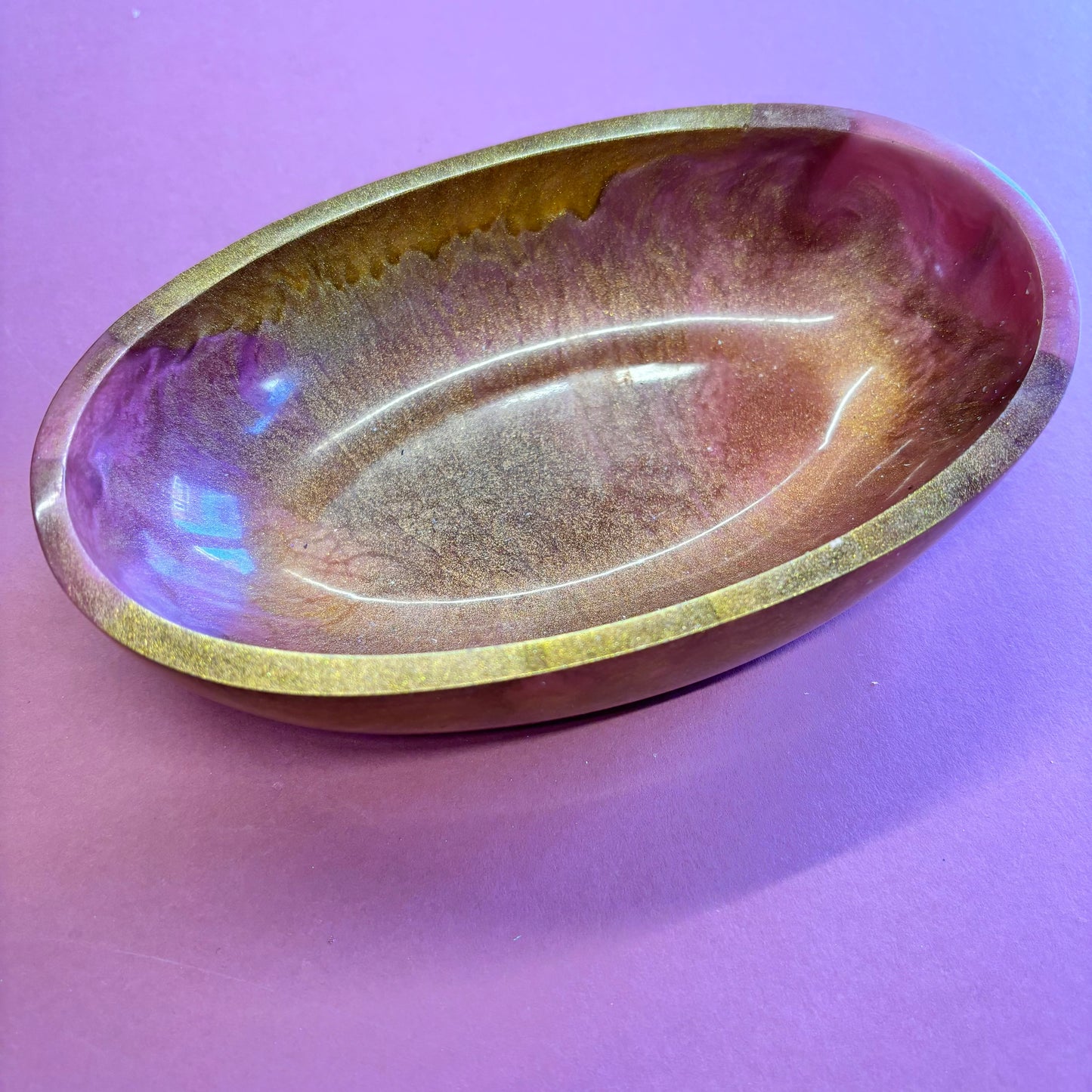Pink And Bronze Oval Trinket Tray