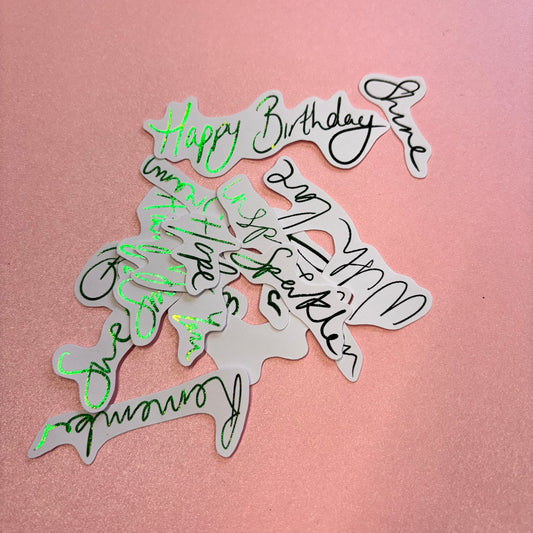 15pcs Handwritten Green Foiled Word Pack