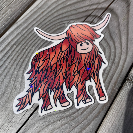 1 pc Large Harry The Highland Cow Clear Holographic Stickers