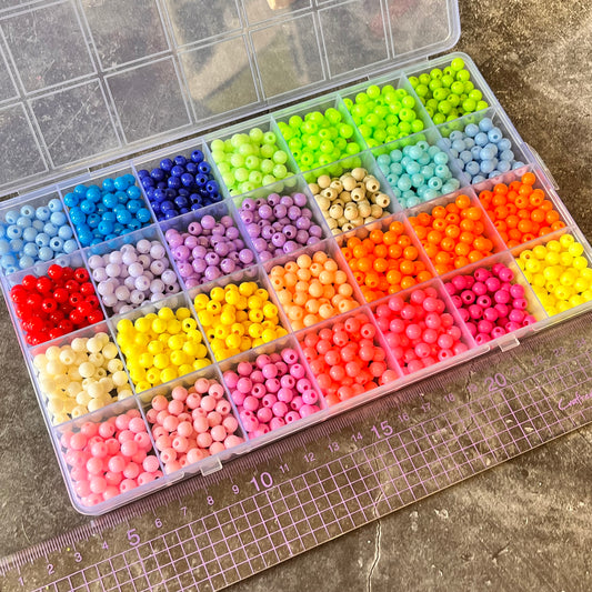 24 Compartment Box Of Acrylic Brightly Coloured Beads