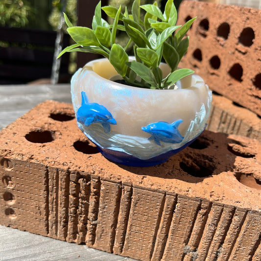 Dolphin Scene 3d Resin Pot