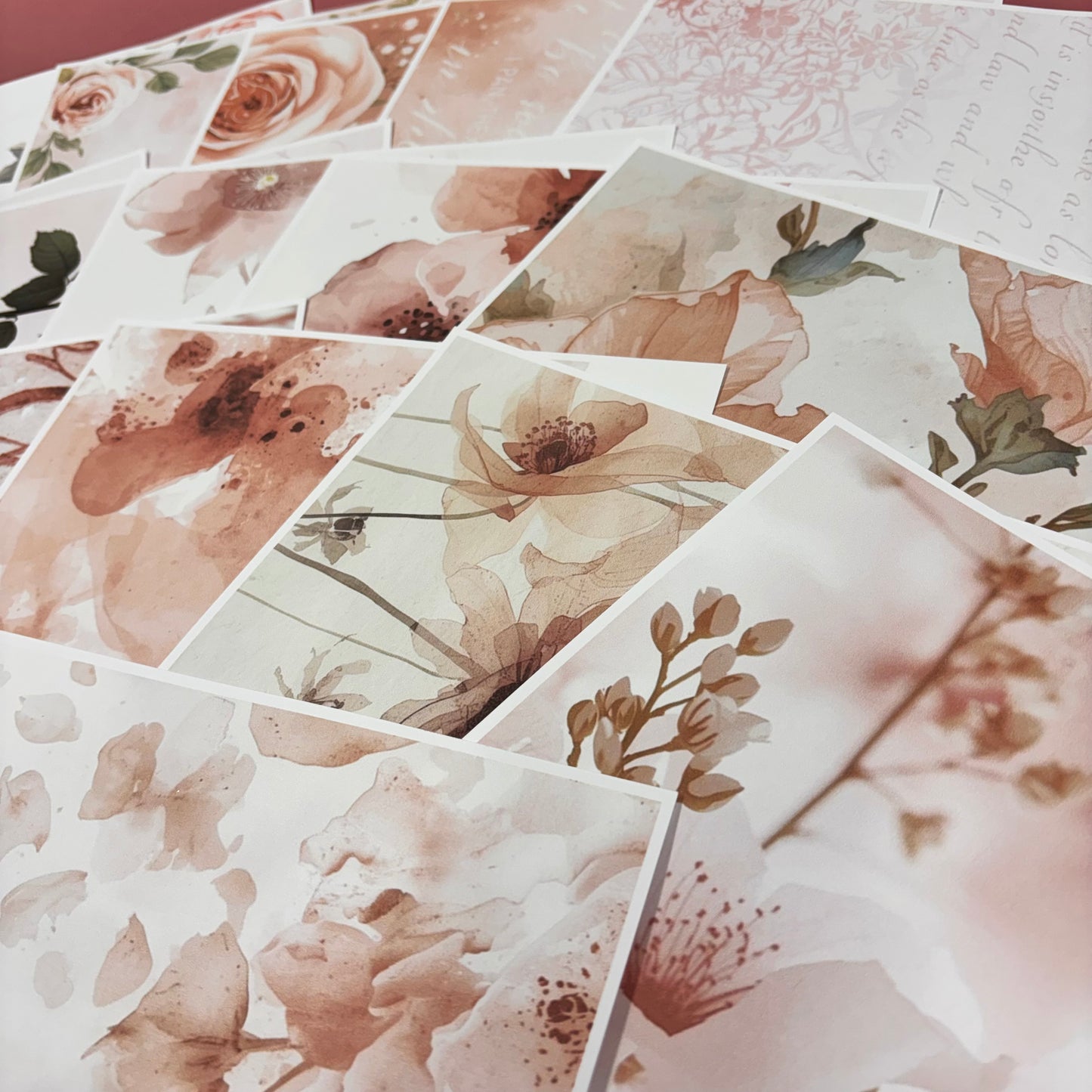 DIGITAL 16 pcs Delicate Rose Backing Papers
