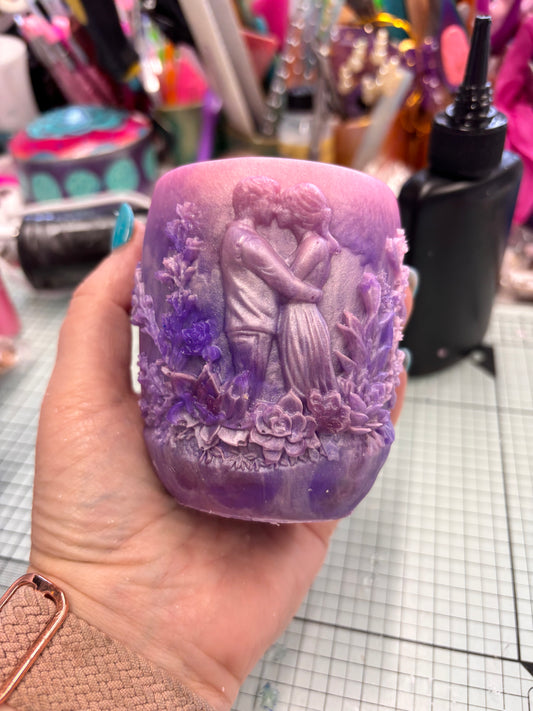 Pink/Purple Girl And Boy Resin Pot