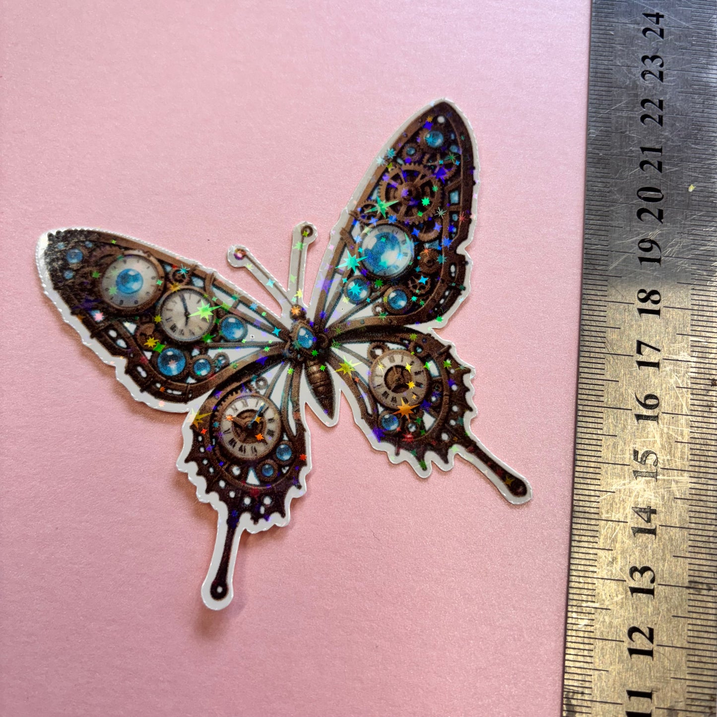 Victorian Steampunk Holographic Butterfly Die Cut Sticker by Shiny Creation