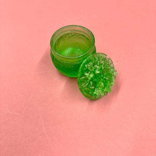 Green Transparent Mini Floral Pill Lidded Pot