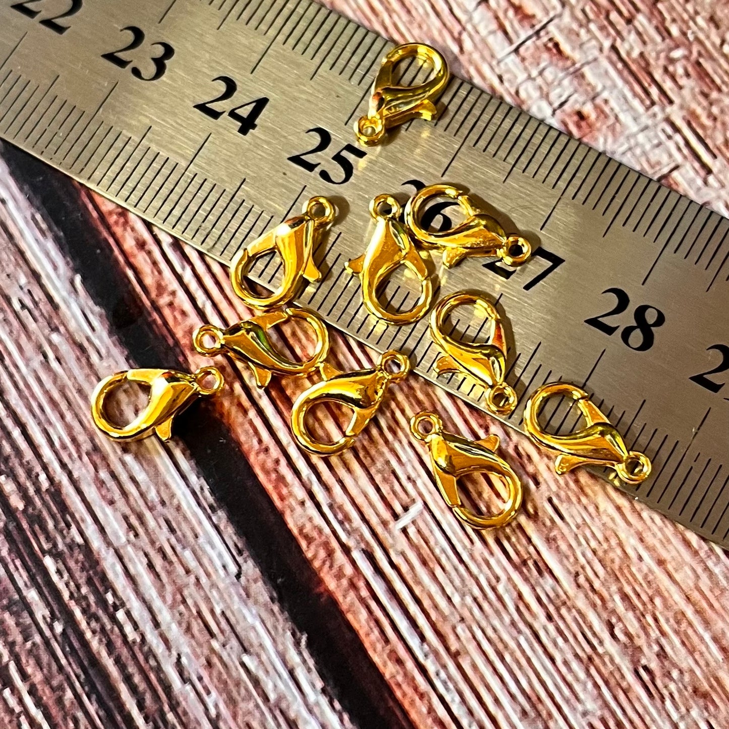 10 pcs Gold Plated 12mm Lobster Claw Clasps