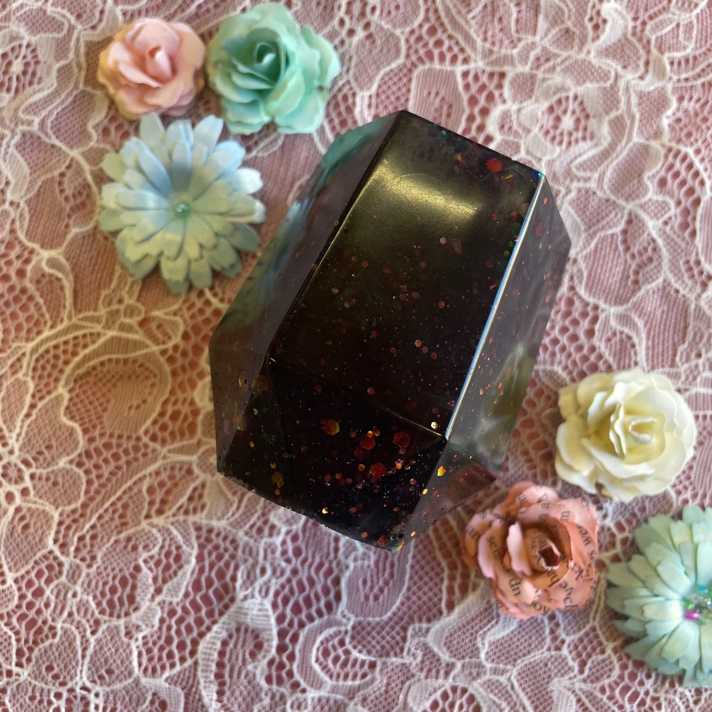 Black with Glitter Resin Glue Pen Pot