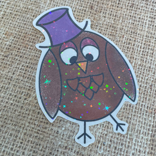 1 pcs Large Owl Holographic die cut stickers
