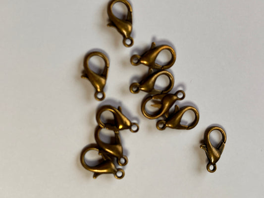 10 pcs Antique Bronze 12mm Lobster Claw Clasps