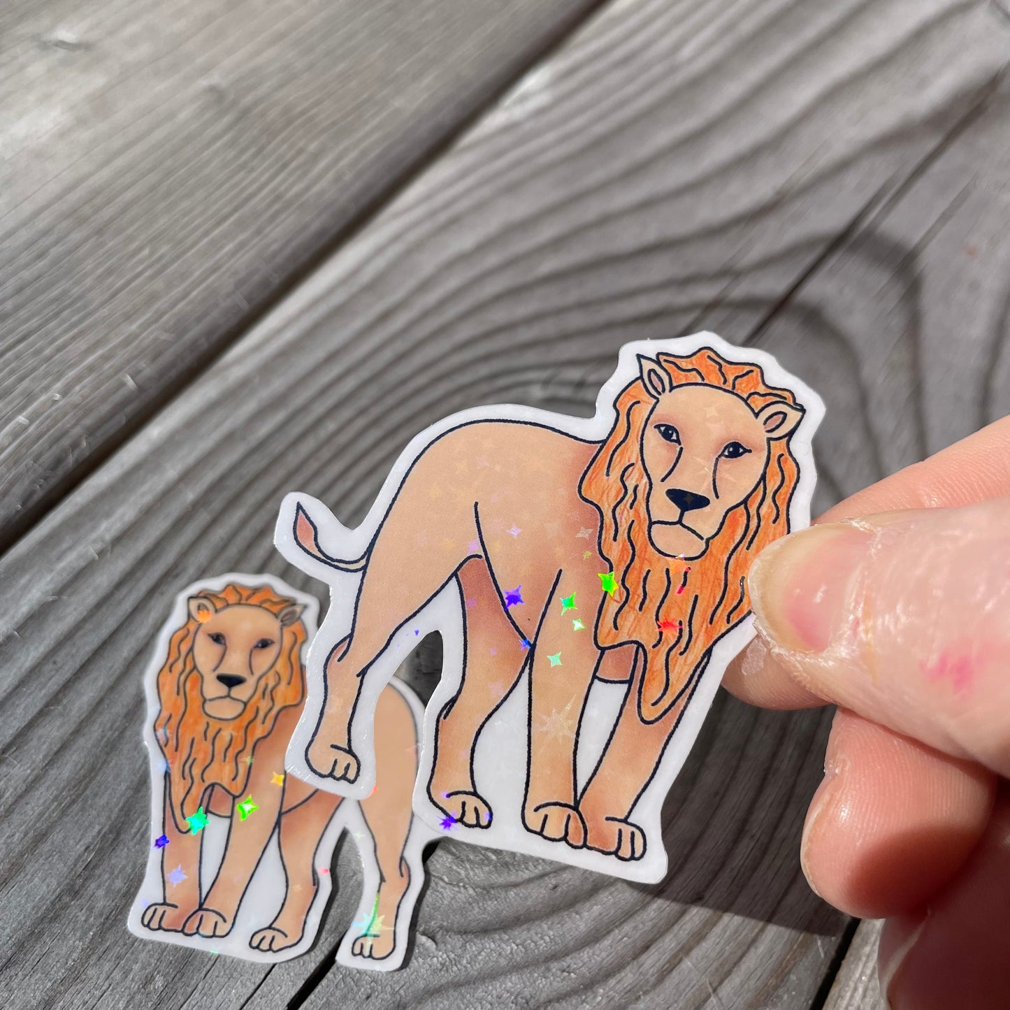 2 pc Sammy the Lion Clear Holographic Stickers