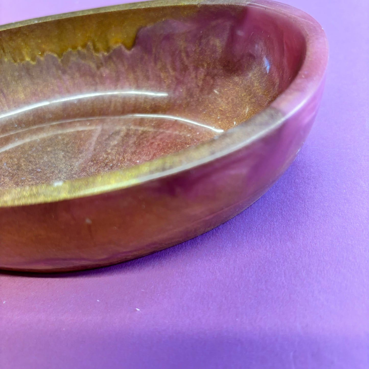 Pink And Bronze Oval Trinket Tray