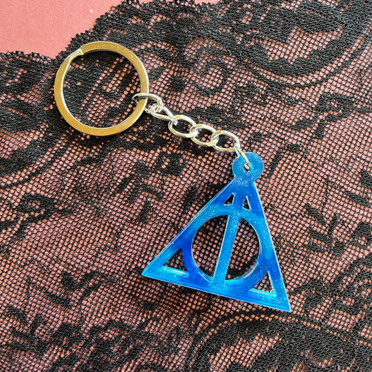 Deathly Hallows Blue Resin Keyring