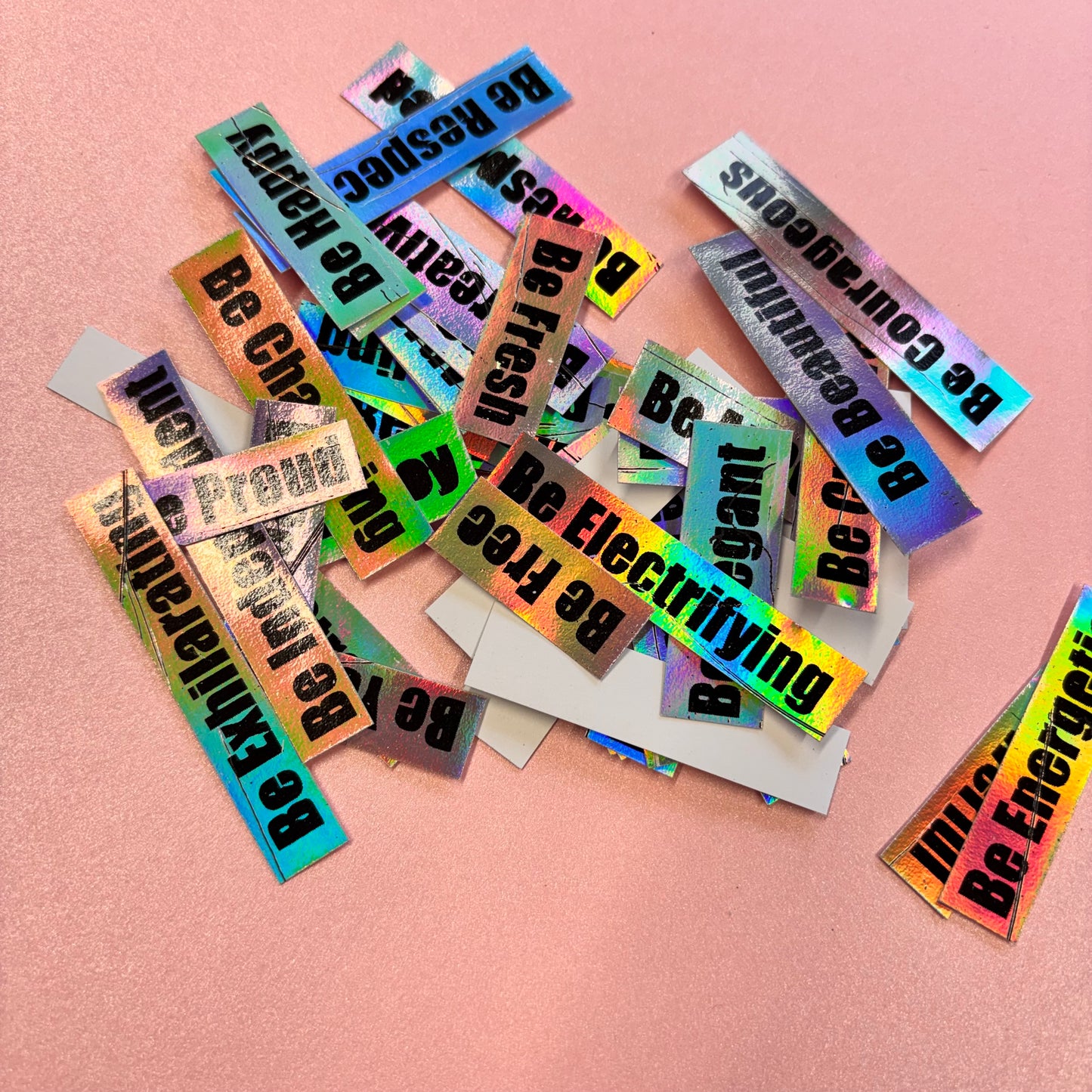 30pcs Silver Holographic Foiled With Black Writing Be Bold Word Pack