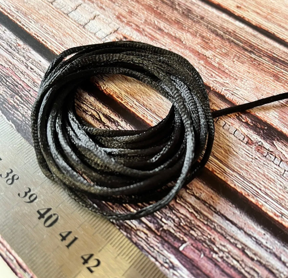 3 meters 2mm Black Satin cord