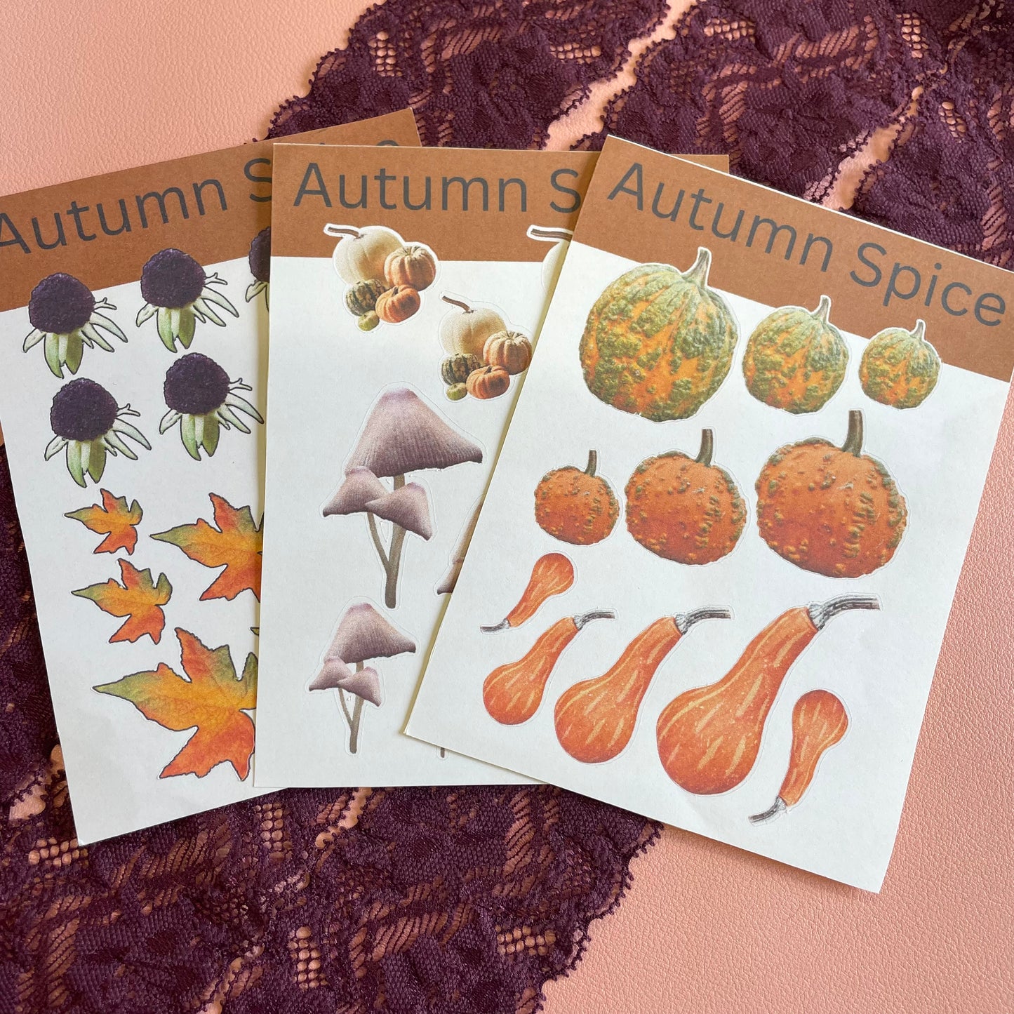 Set of 3 Autumn Spice Sticker Sheets