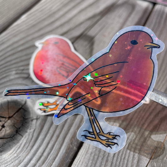 1 pc Large Chippy The Robin Clear Holographic Stickers