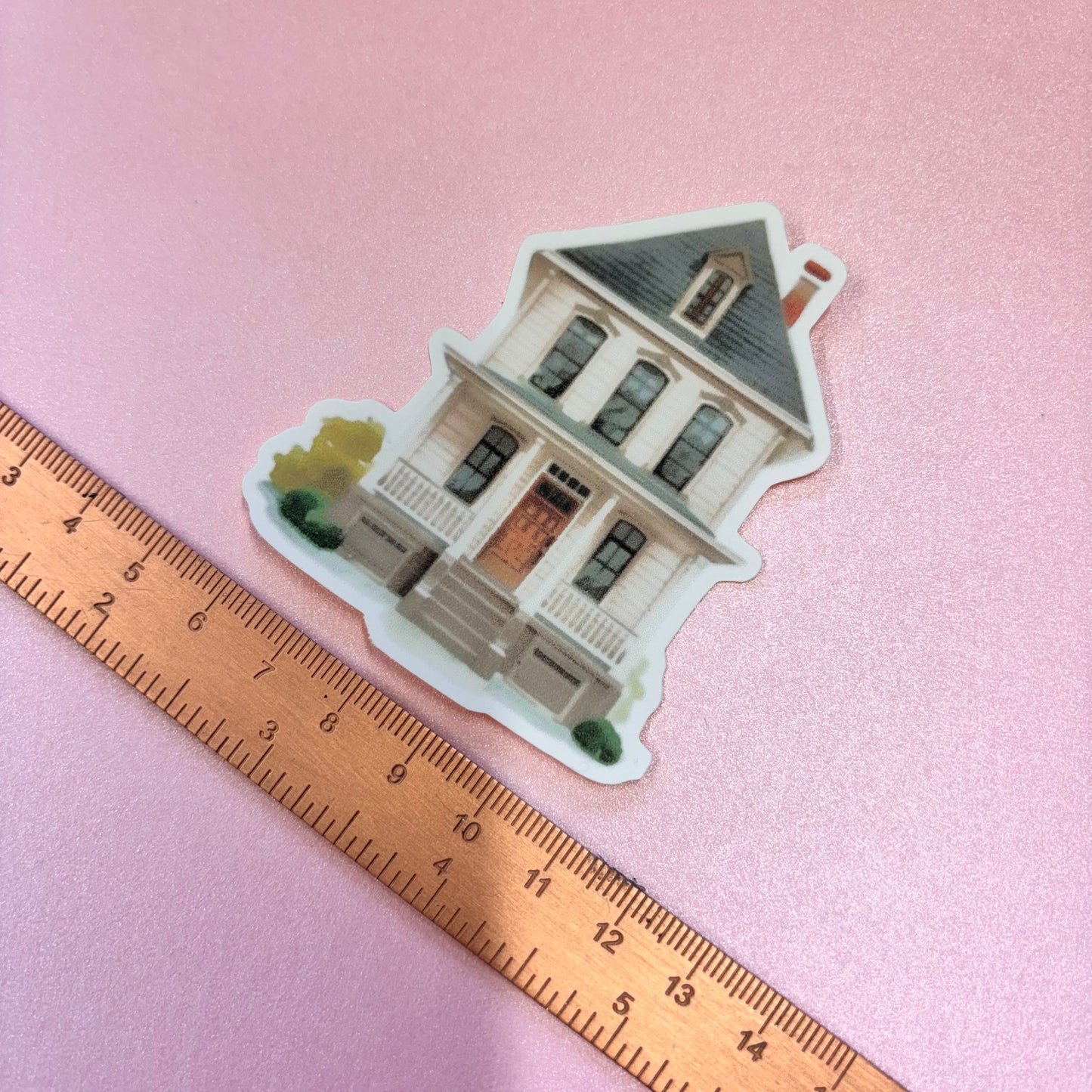 City Life Wooden House Die Cut Sticker in Matt