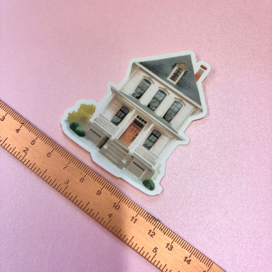 City Life Wooden House Die Cut Sticker in Matt