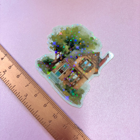 City Life Brick House Die Cut Sticker in Holographic