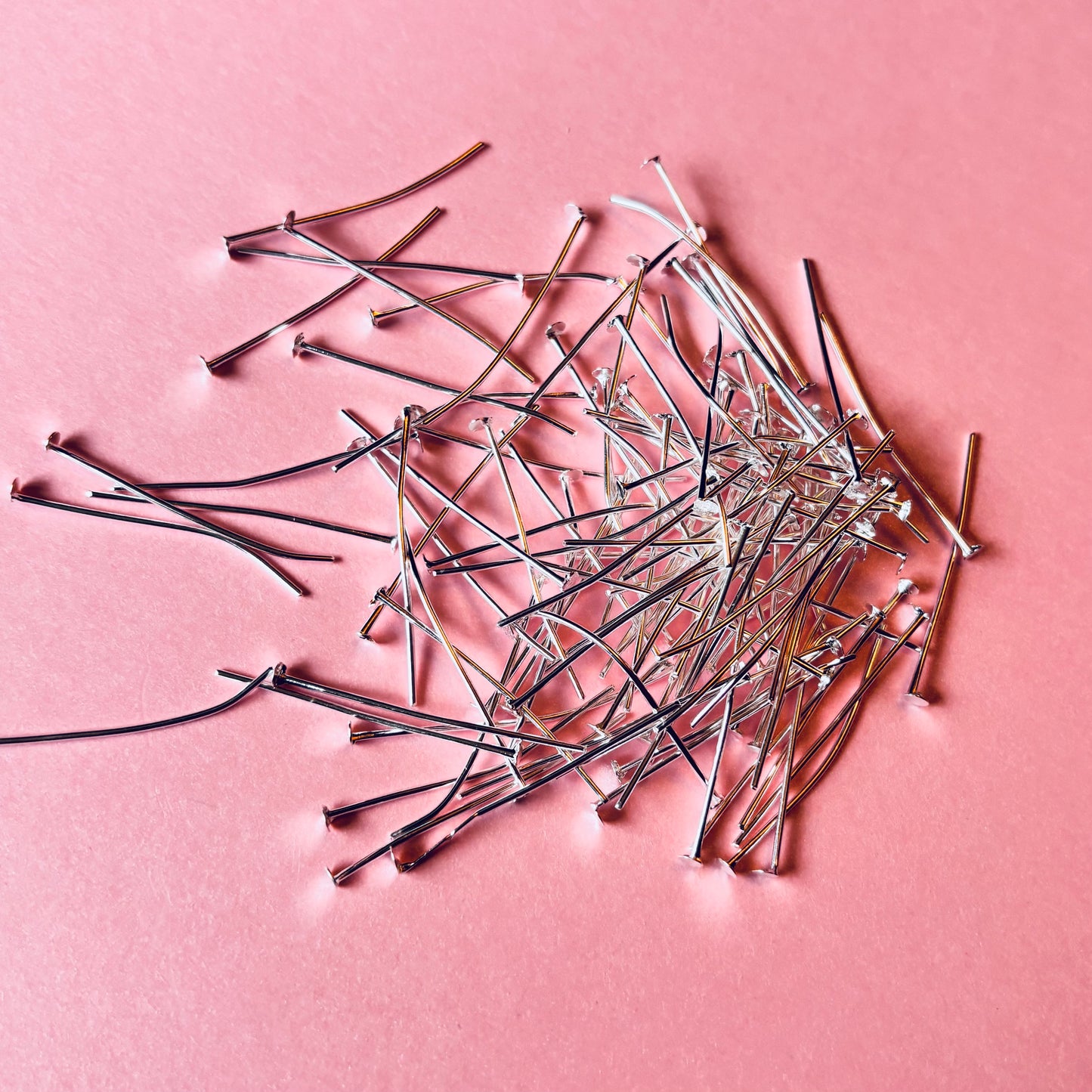 100 pcs Silver Plated 35mm Headpins