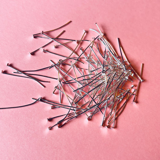 100 pcs Silver Plated 35mm Headpins