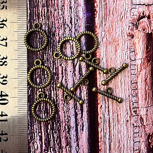 5 sets Twist Antique bronze Toggle clasp