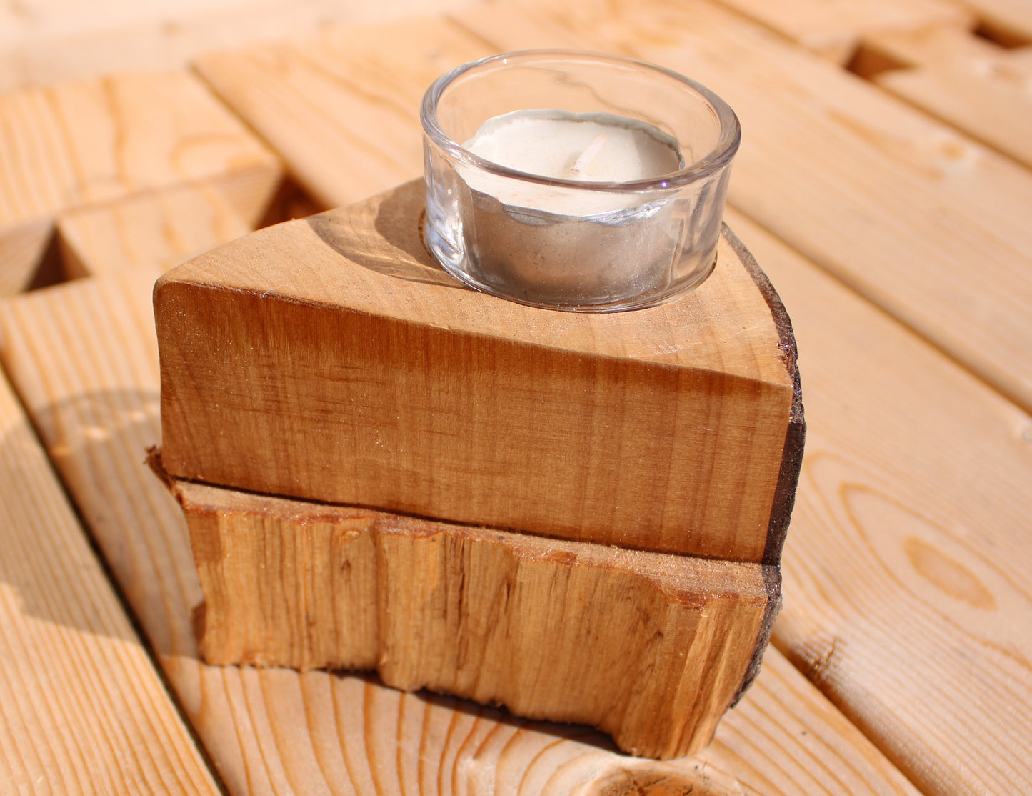 Wooden Cake Slice Tealight Holder