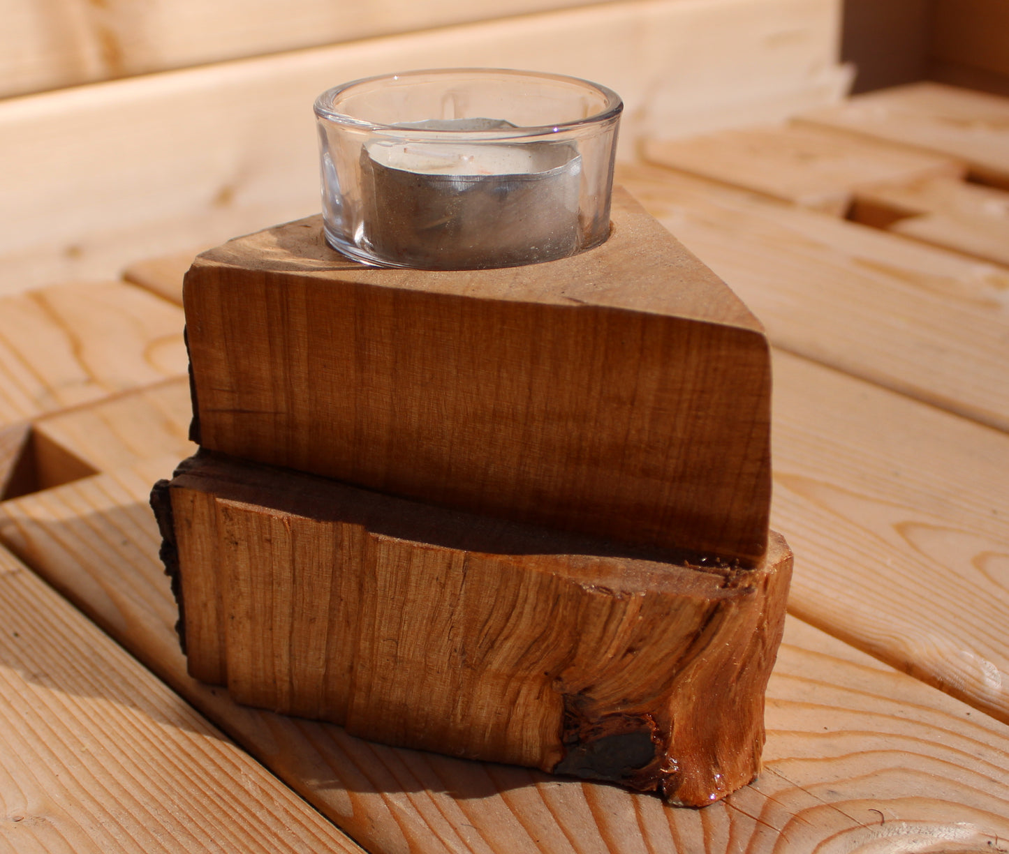 Wooden Cake Slice Tealight Holder