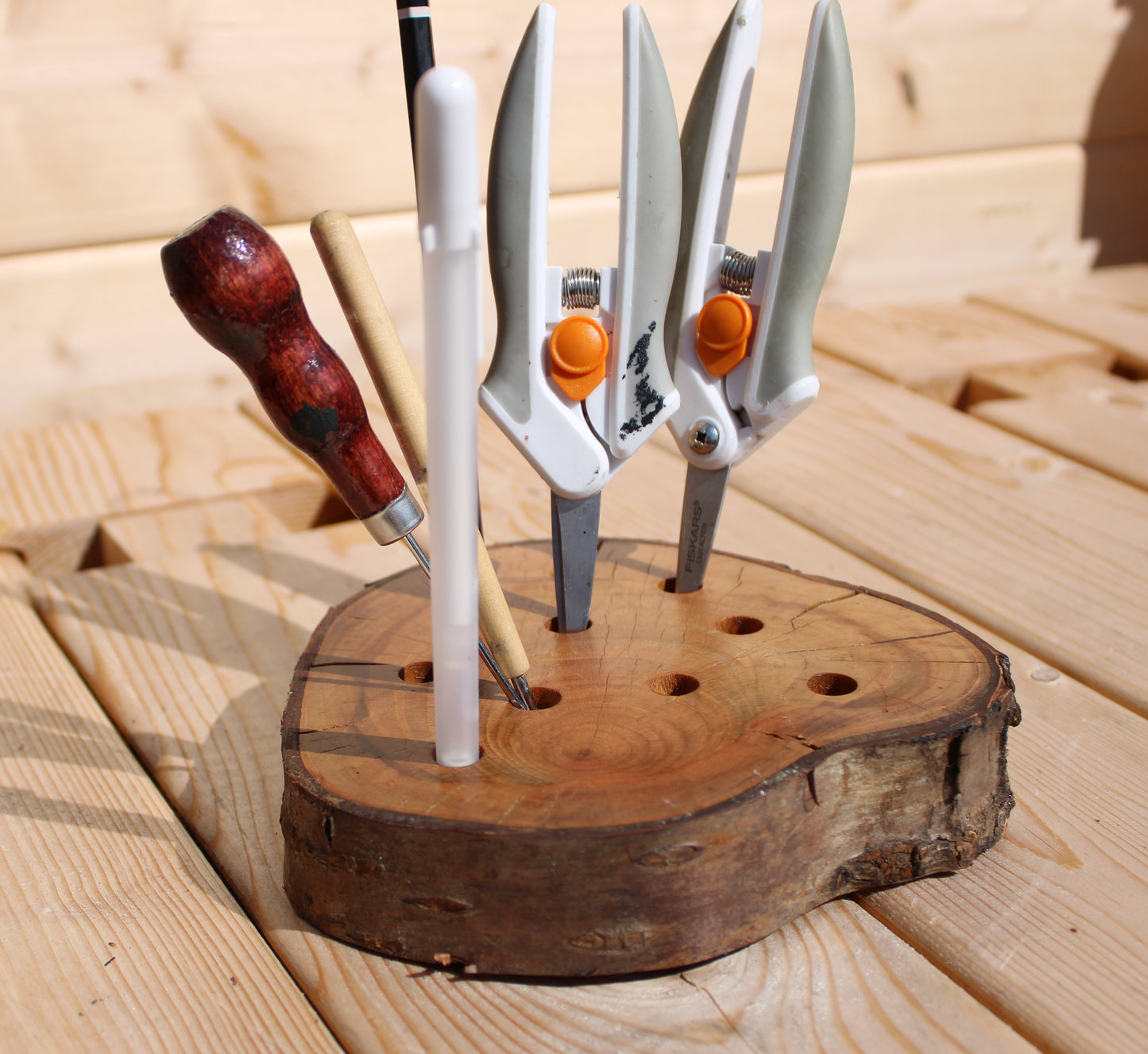 Wooden Slice Desk Tidy