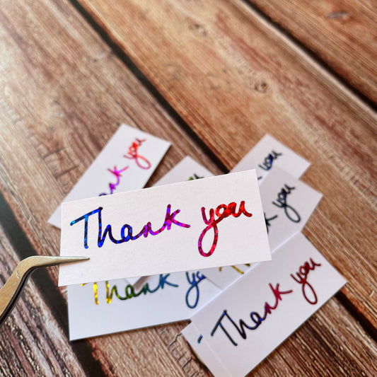 10 pcs Handwritten 'Thank You' Coloured Foiled Sentiments