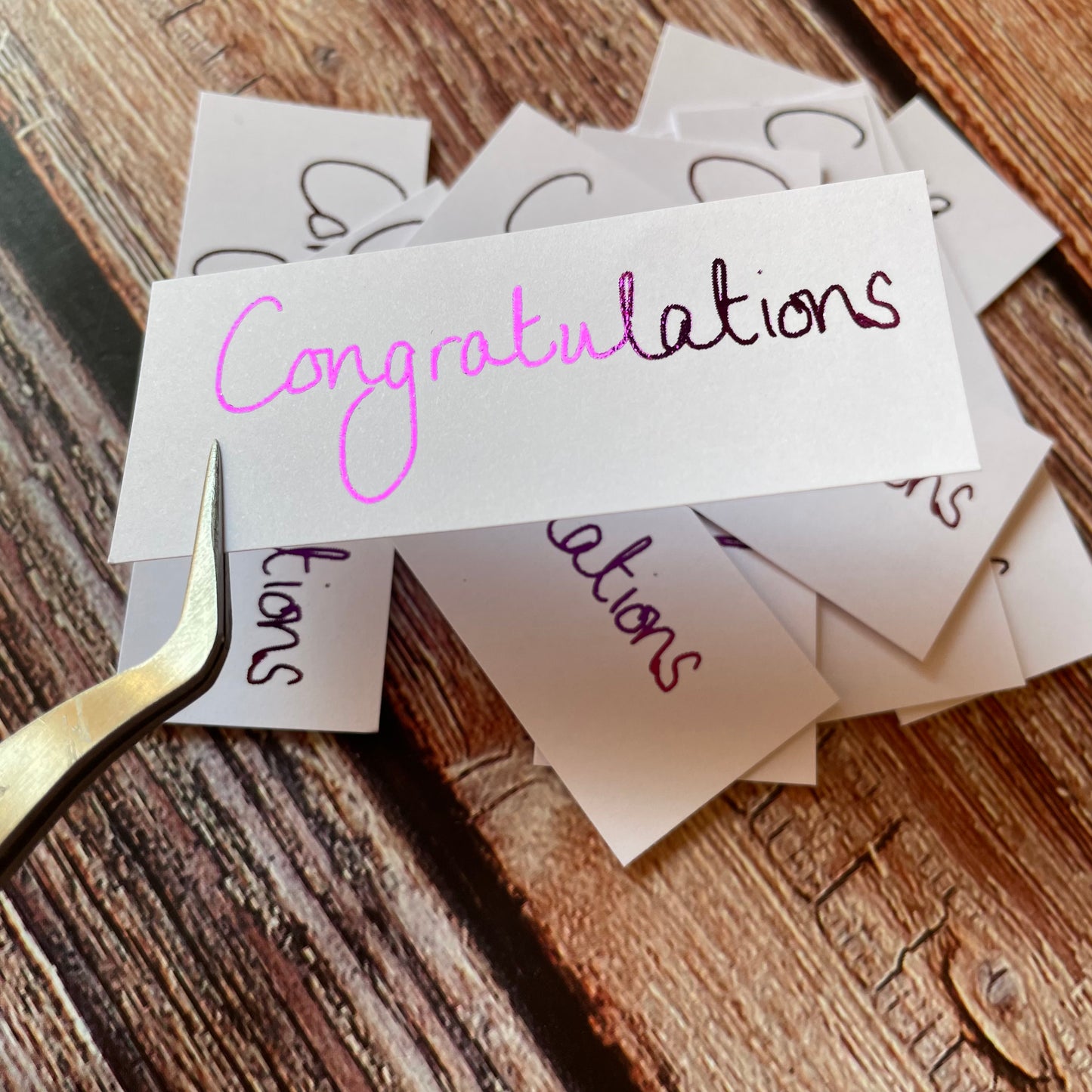 10 pcs Handwritten 'Congratulations' Coloured Foiled Sentiments