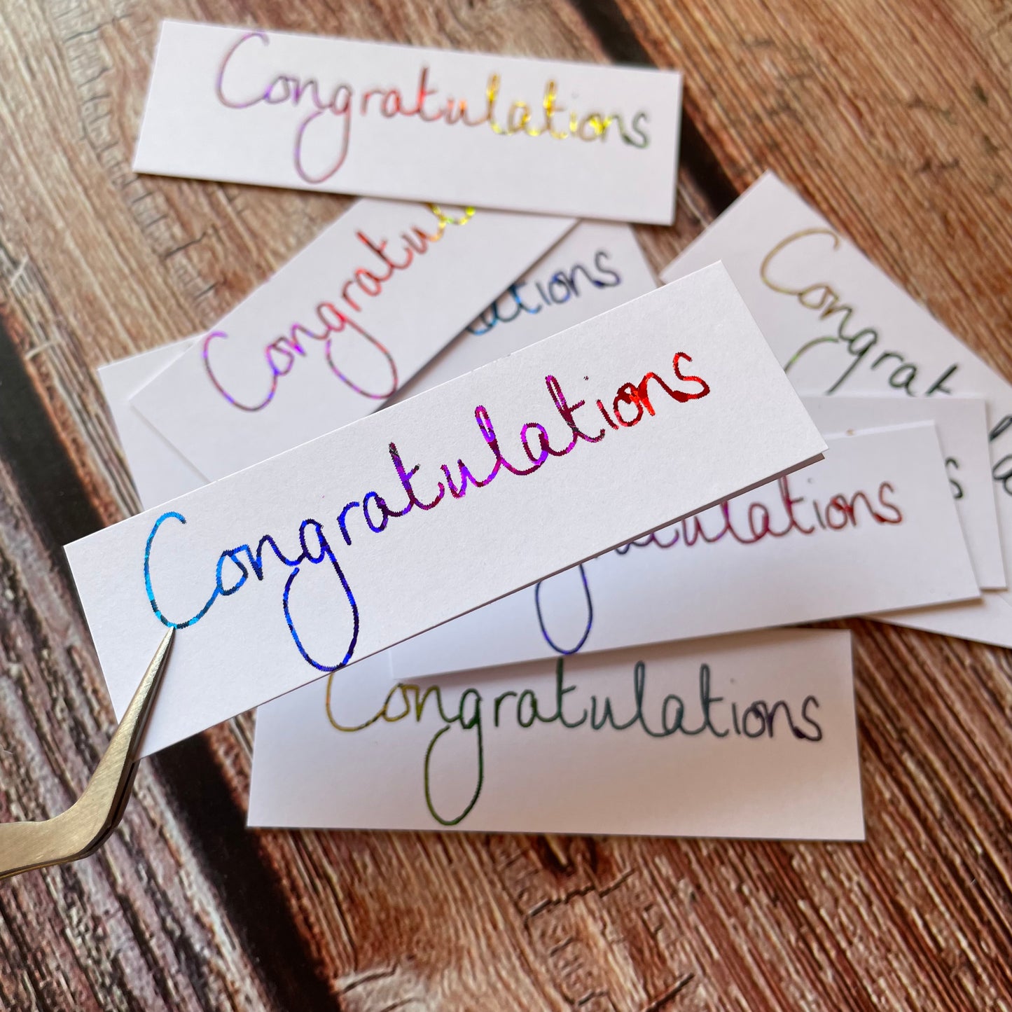 10 pcs Handwritten 'Congratulations' Coloured Foiled Sentiments