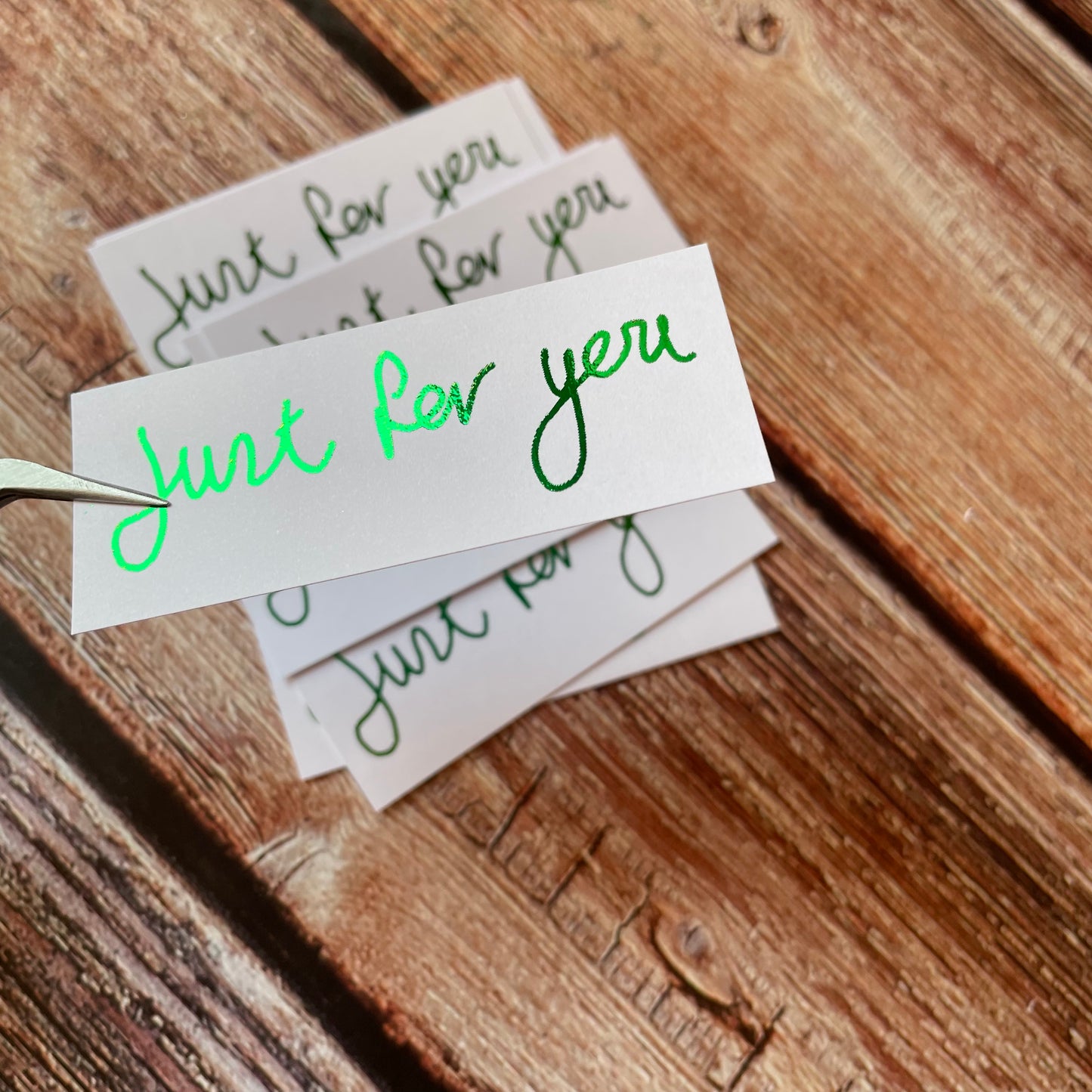 10 pcs Handwritten 'Just For You' coloured Foiled sentiments