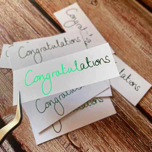 10 pcs Handwritten 'Congratulations' Coloured Foiled Sentiments