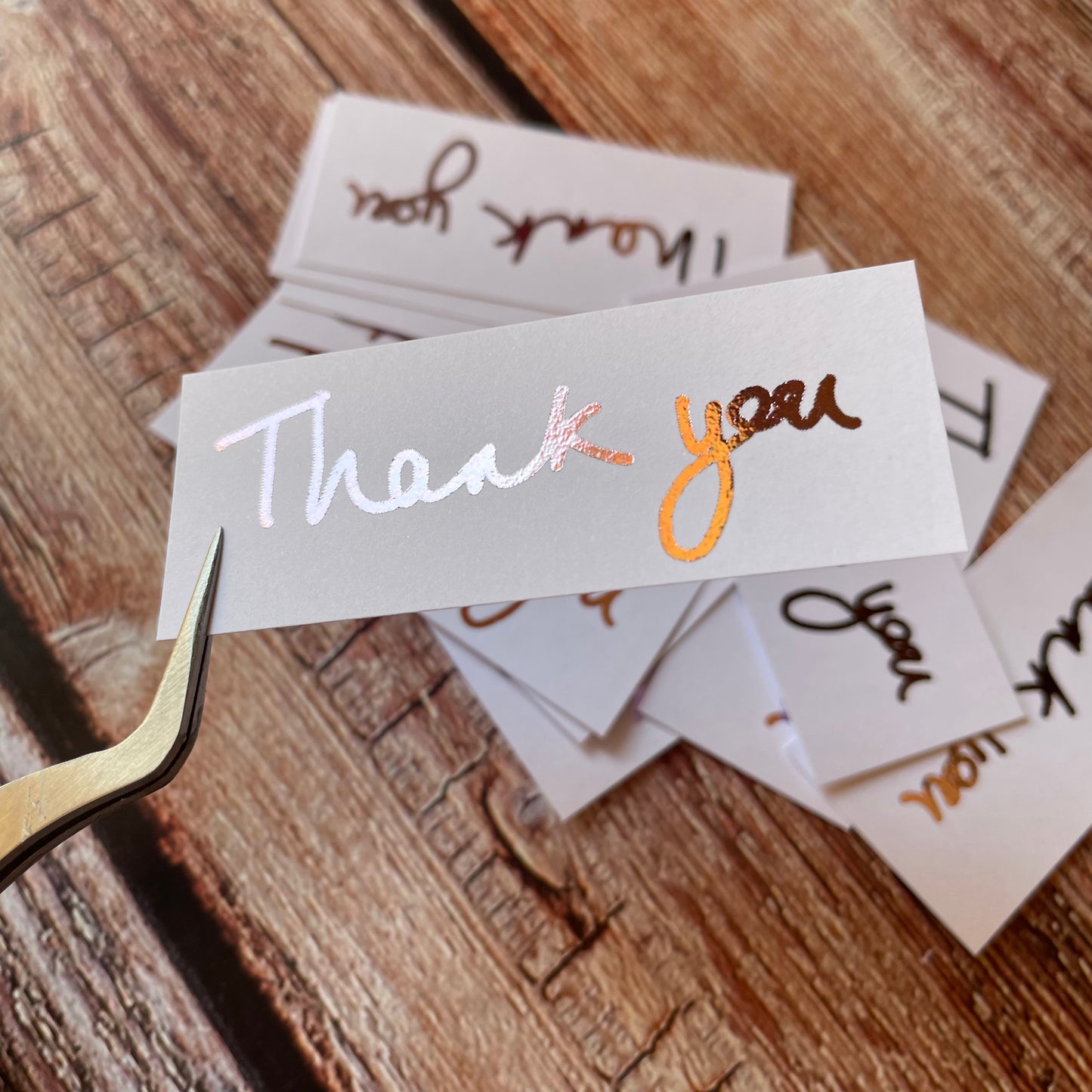 10 pcs Handwritten 'Thank You' Coloured Foiled Sentiments