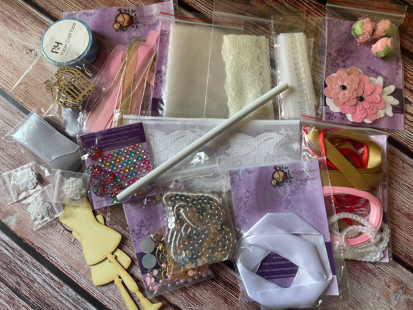 Embellishment Trim Washi and Wooden Goodie Bag