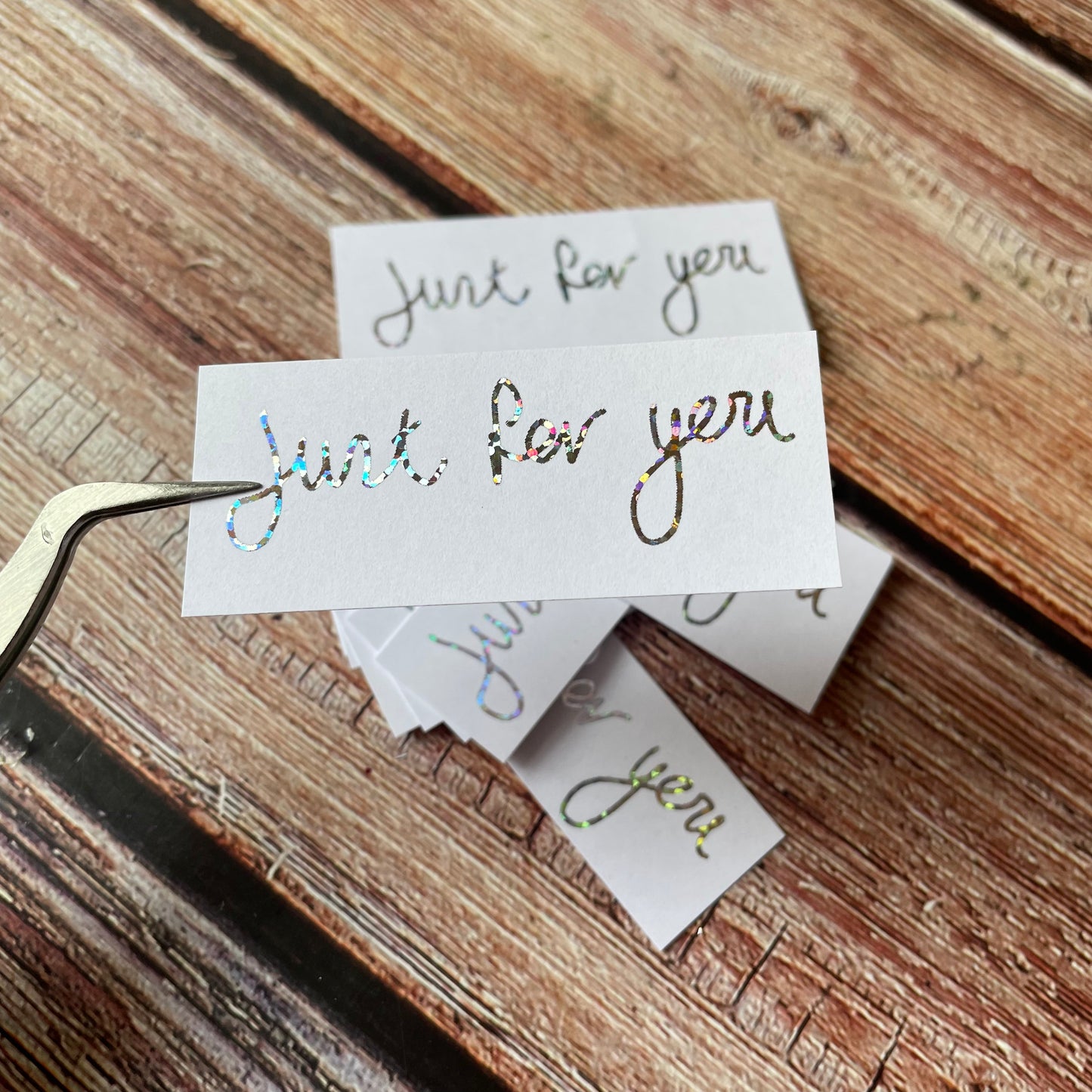 10 pcs Handwritten 'Just For You' coloured Foiled sentiments