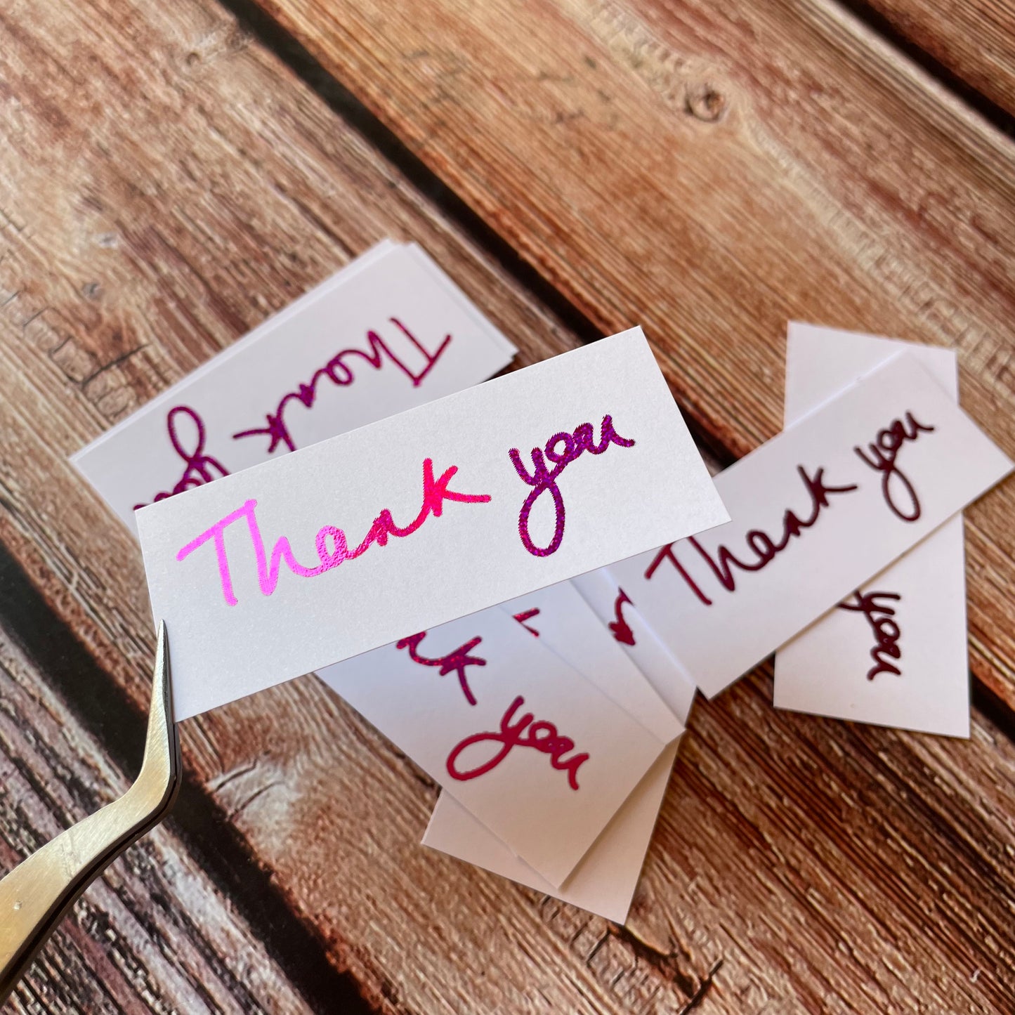 10 pcs Handwritten 'Thank You' Coloured Foiled Sentiments